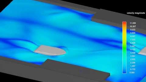 Simulation of waves generated by two moving boats in a channel with FLOW-3D