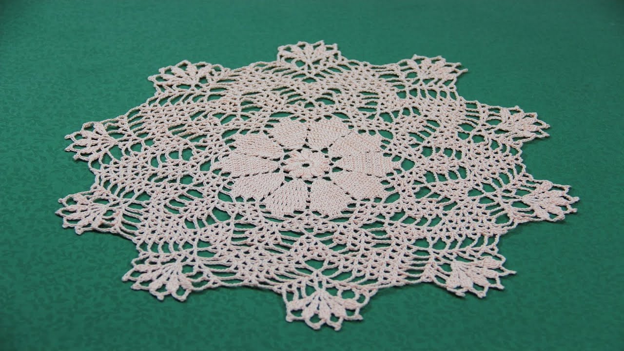 АЖУРНАЯ САЛФЕТКА КРЮЧКОМ С ЦВЕТКОМ ПО ЦЕНТРУ. СХЕМА. ЧАСТЬ 1-Я.