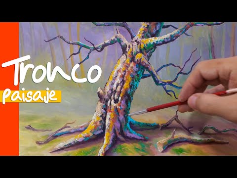 Como Pintar un tronco de Árbol (Pintar un árbol en un paisaje al Oleo o acrílico)
