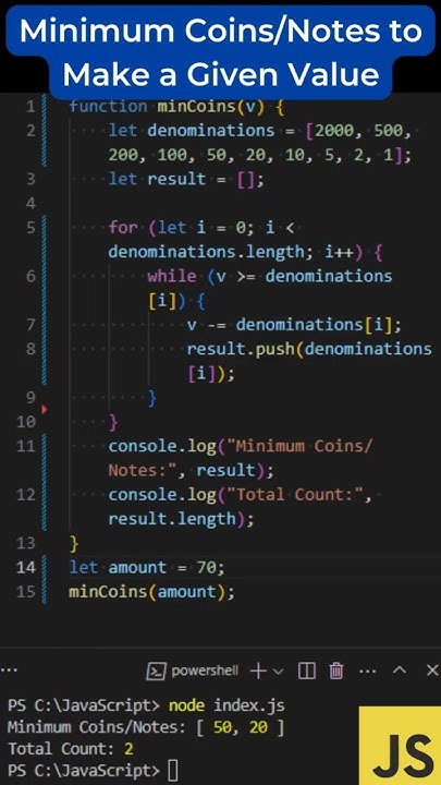 #26: Find Minimum Coins/Notes to Make a Given Value Using Greedy ...