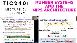 TIC2401 Week2: Number Systems and the MIPS Architecture