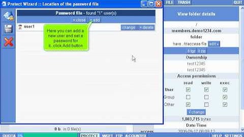 H-Sphere - How to password protect a directory using WebShell