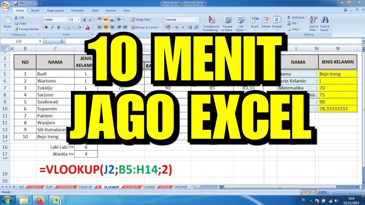 11 Dasar Rumus Excel Untuk Admin Kantor Youtube