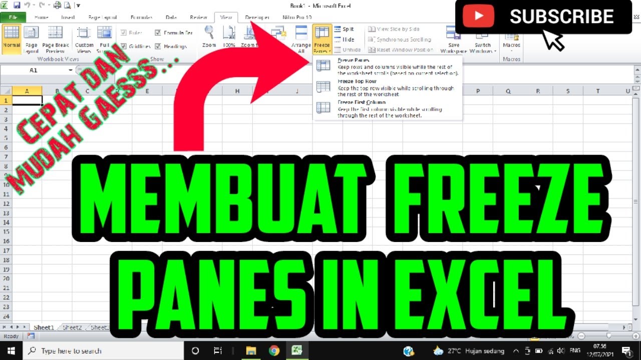 TUTORIAL EXCEL || MENGUNCI KOLOM DAN BARIS DENGAN FREEZE PANES PADA