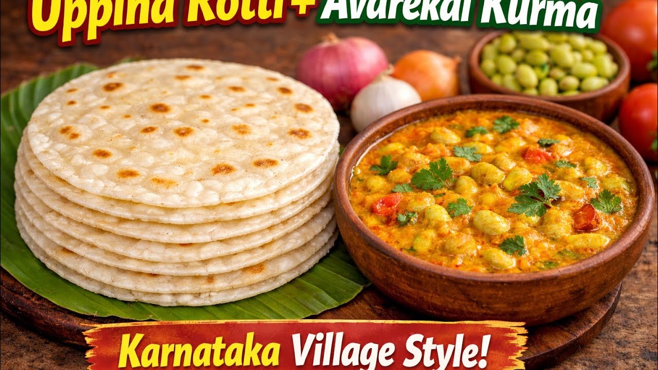 Ub Rotti Must-Try Karnataka Special Breakfast 😍 Soft Uppina Rotti with Avarekai ...