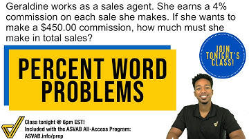 ASVAB Arithmetic Reasoning - Percent Word Problem Sample Question (Join the Class Tonight!)
