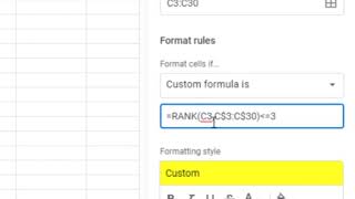 GOOGLE SHEETS, How to apply format to top or bottom values in a range/table
