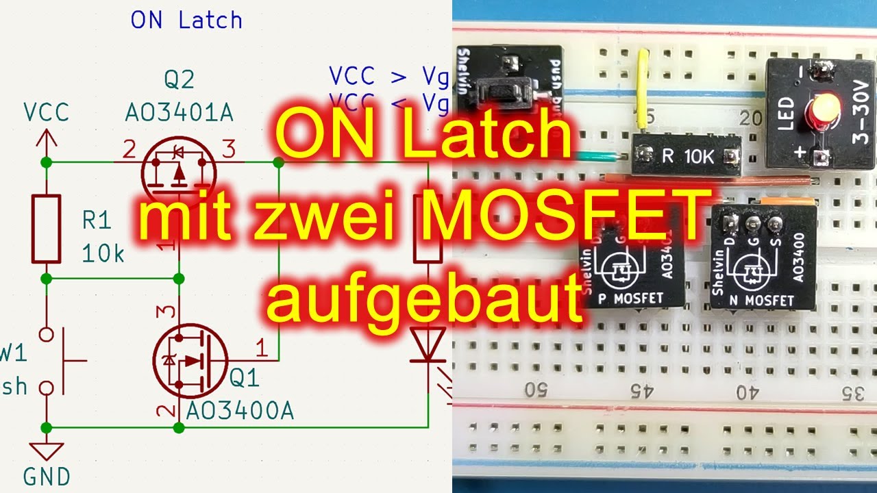 Einfaches Einschalt-Latch mit 2 MOSFETs und einem Widerstand. - YouTube