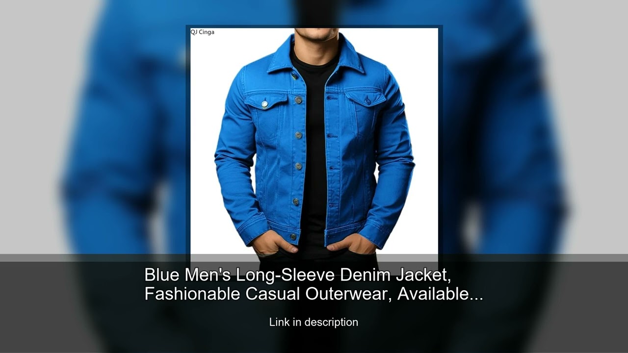 Blue Men's Long-Sleeve Denim Jacket, Fashionable Casual Outerwear, Available in Burgundy, Black