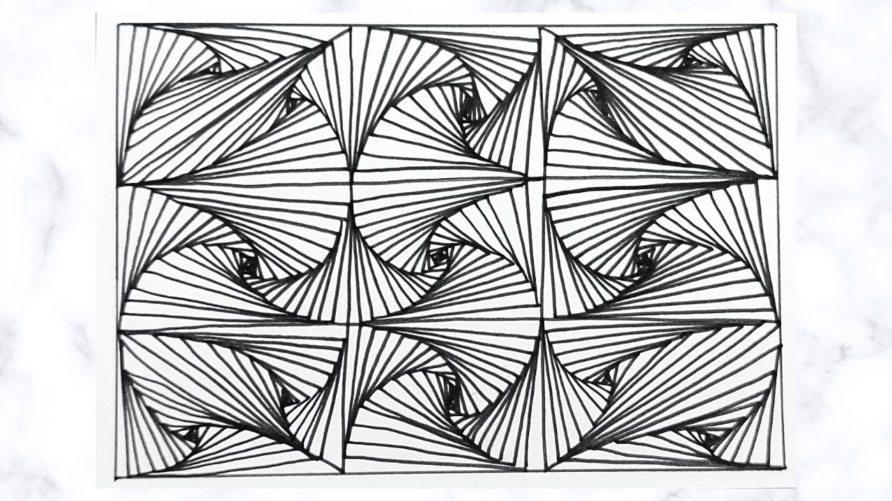Line Illusion Zentangle Paradox Pattern - YouTube