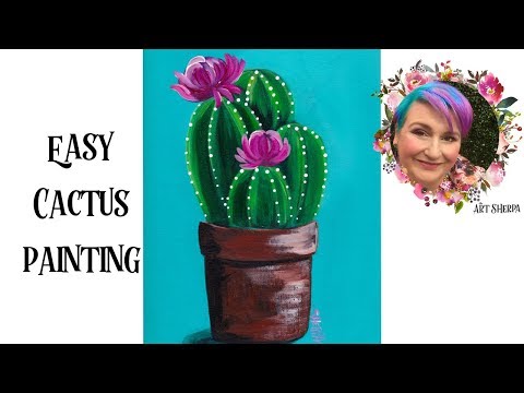 Easy Painting in acrylic Cute Cactus Live Streaming