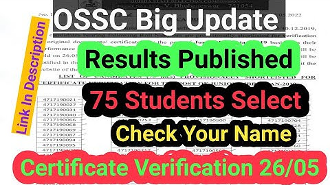 OSSC Results Published !! Junior Librarian Results 2022 !! Certificate Verification Date Published