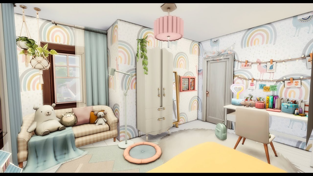 CUTE KIDS BEDROOM DESIGN w/ CC - [ SIMS 4 ] - YouTube