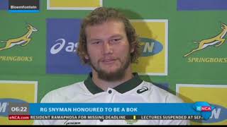 We hear from Springbok lock RG Snyman