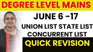 DEGREE LEVEL MAINS QUICK REVISION|UNION LIST STATE LIST|TATTVA PSC DEGREE LEVEL MAINS CLASS|