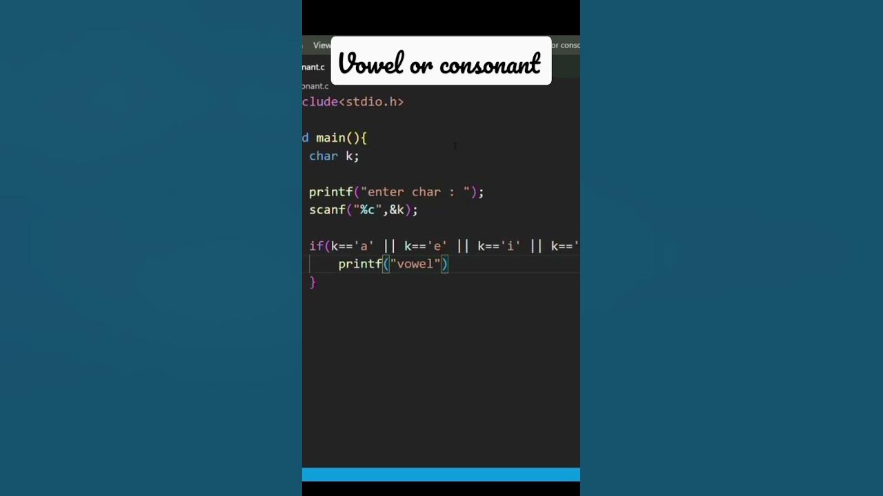 Find Vowel or Consonant with C language - YouTube
