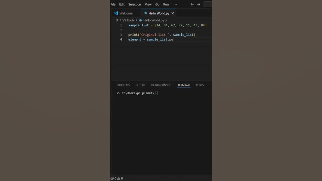 Python masters code for remove and add item in a list # ...