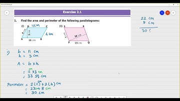 Class 7 TN Maths Term I  2.MEASUREMENTS  Exercise 2.1  1. Find the area, perimeter of parallelogram