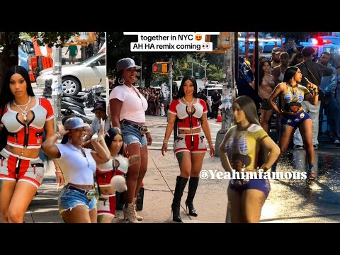 Cardi B & Kash Doll Shoot AH HA Music Video in Sunset Park Brooklyn NYC Behind The Scenes #CardiB