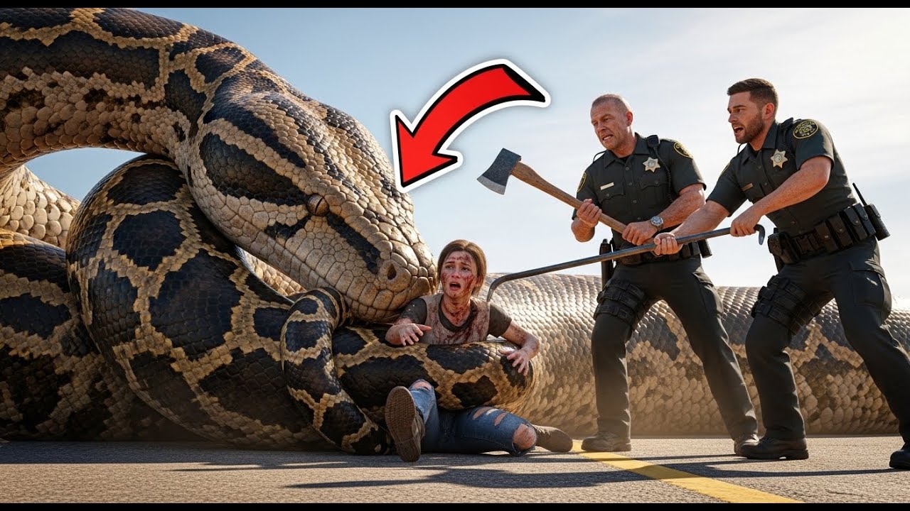 Heroic rescue team saves woman from giant burmese python - YouTube