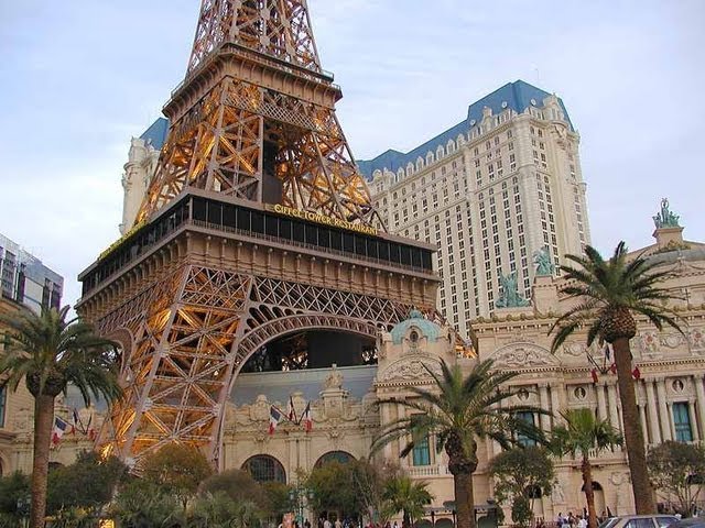 A view of Paris Las Vegas's hotel tower, from the top of the