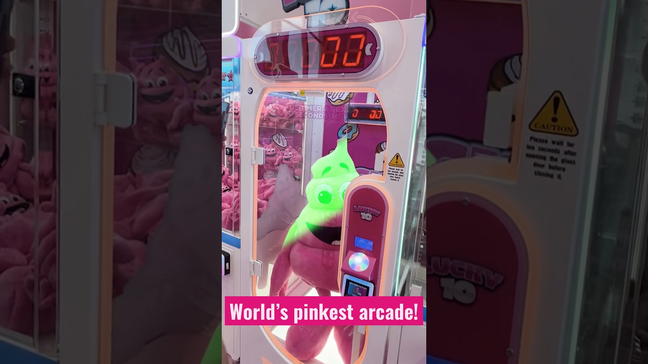 Winning CRAP From The Worlds PINKEST Arcade! #shorts #clawmachine #arcadegames #cranegame