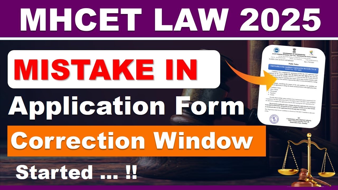 MH LAW CET 2025 | Correction window 2025 Started For MH CET Law Exam ...