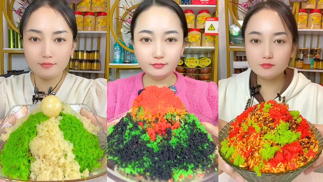 Rainbow Fish Roe ASMR Eating Sounds | Colorful Texture Mukbang 