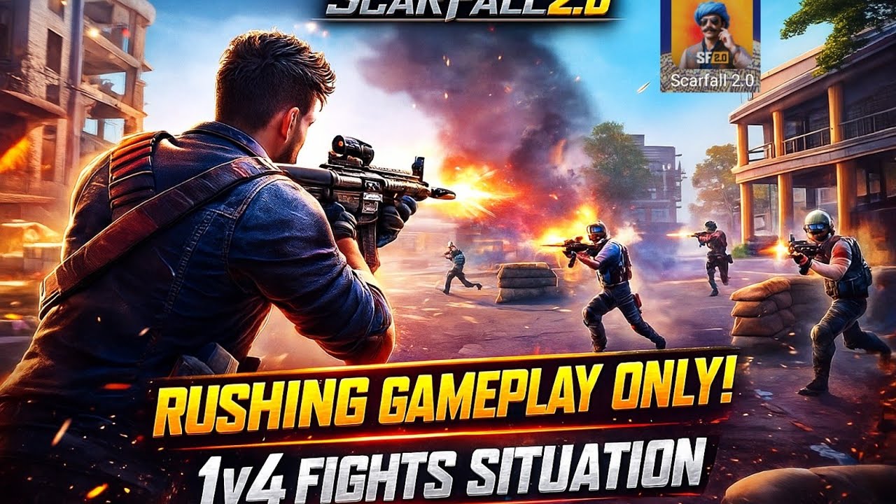 “1v4 Only Rush Gameplay ⚡ 43 Kill ScarFall Madness!”                                     