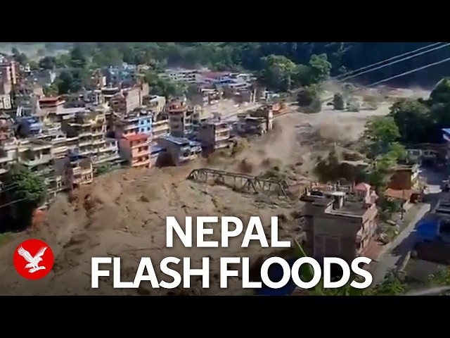Nepal bridge swept away in seconds in devastating flash floods