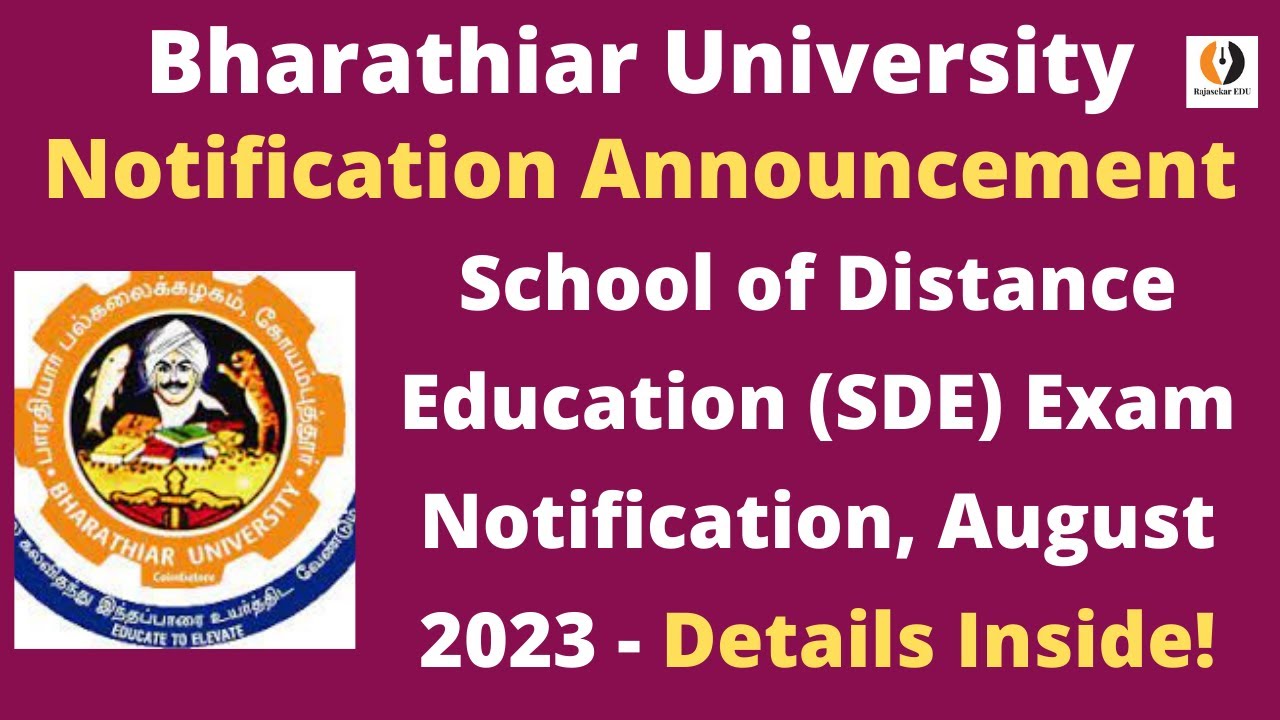 Bharathiar University Distance Education SDE Exam Notification bharathiar-university-distance-education-sde-exam-notification