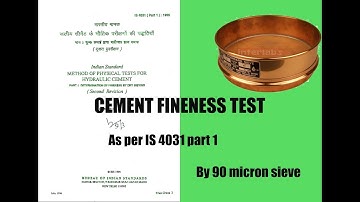 Cement fineness test procedure by sieving 90 micron as per IS 4031, Quality control test for cement