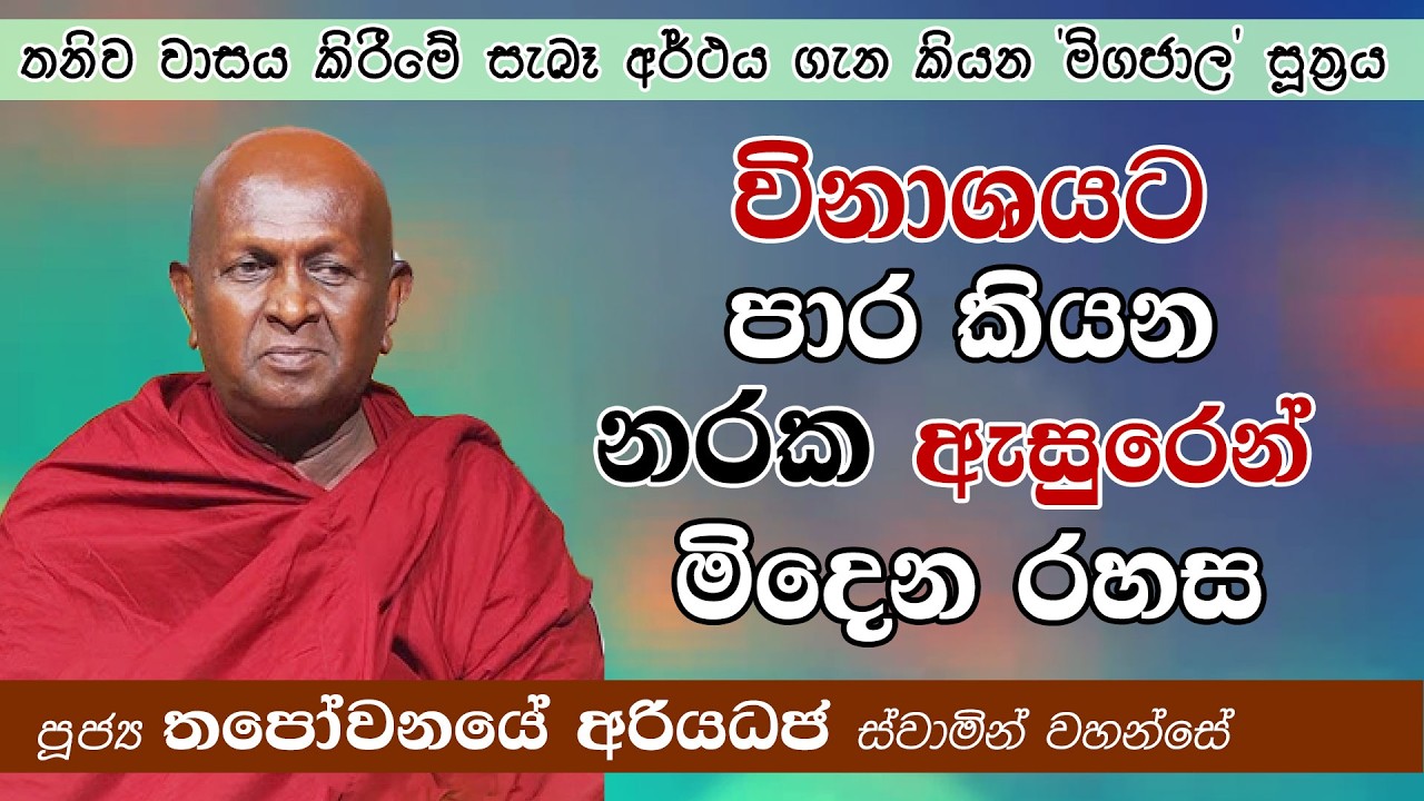 විනාශයට පාර කියන නරක ඇසුරෙන් මිදෙන රහස | මිගජාල සූත්‍රය | තපෝවනයේ අරියධජ හිමි