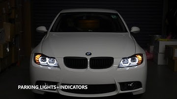 Mars Performance Black LED 3D Angel-Eyes Projector Head Lights for BMW 3-Series E91 E90 05-08