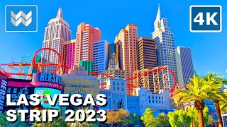 [4K] Las Vegas Strip 2023 Virtual Walking Tour &amp; Travel Guide - 2 hours Treadmill Workout Exercise