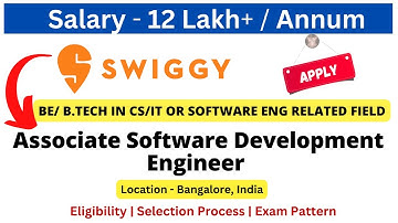 Swiggy Off Campus Drive for 2023/2024 | Associate Software Development Engineer Salary 12 LPA #jobs