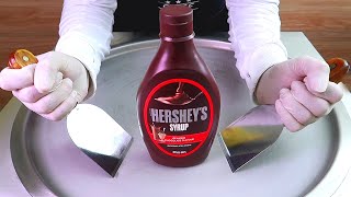 Hershey's syrup ice cream rolls street food - ايس كريم رول ب هيرشي سيرب