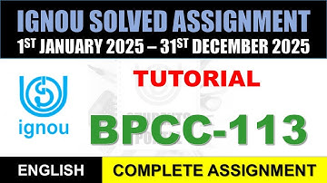 BPCC 113 Solved Tutorial 2025-26 || bpcc-113 solved assignment Tutorial in English | Jan to Dec 2025