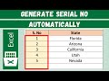 Automatic serial number in excel