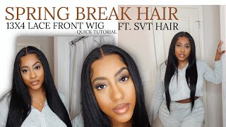 SPRING BREAK HAIR BOMB SILK PRESS MIDDLE PART LACE FRONT WIG 26INCH SVT HAIR