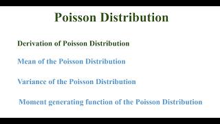 Poisson Distribution (Mean, Variance, MGF)