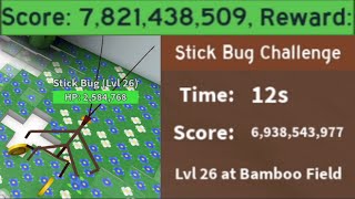 World Record 7.82B Score Stick Bug | World First Level 26 Stick Bug | Bee Swarm Simulator