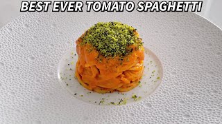 ספגטי פומודורו עם בזיליקום ואגוזי מלך בסגנון מסעדת כוכב מישלן