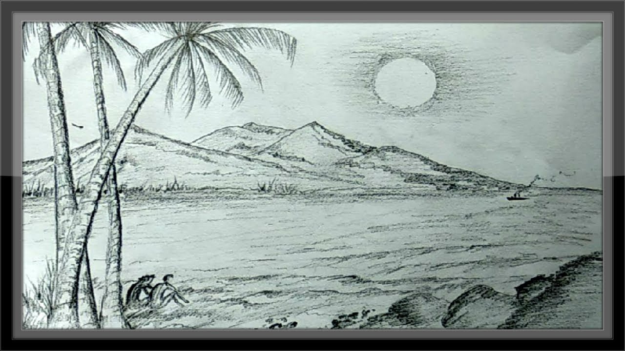 Pencil Drawing Of Nature Scenery : Landscape Drawings Draw Sketch ...