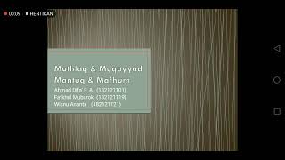 Muthlaq & Muqoyyad - Mantuq & Mafhum