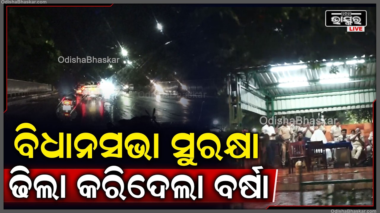 ଏକ ଦିବସୀୟ ସ୍ୱତନ୍ତ୍ର ଅଧିବେସନ ସମୟରେ ହଠାତ ବର୍ଷା ହେବାରୁ ବିଧାନସଭା ସୁରକ୍ଷାରେ ଢିଲା ଦେଖିବାକୁ ମିଳିଛି