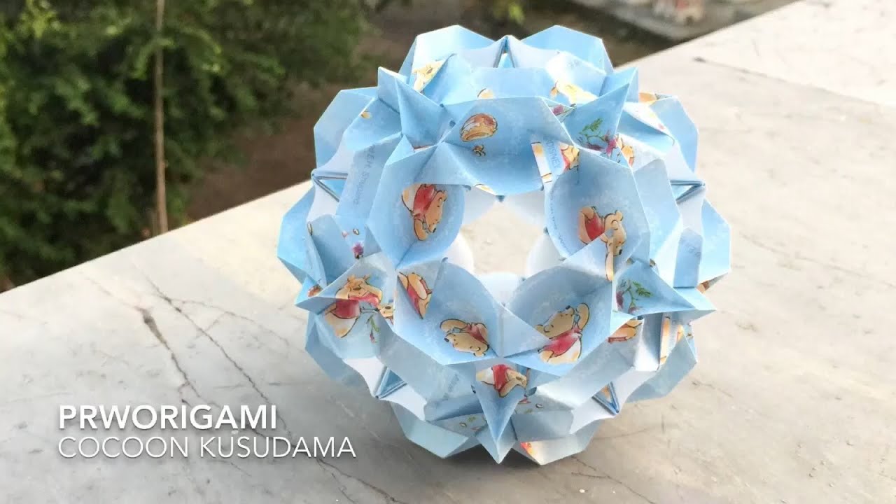 Cocoon Kusudama - PrwOrigami Folding Tutorial 【くす玉・折り紙