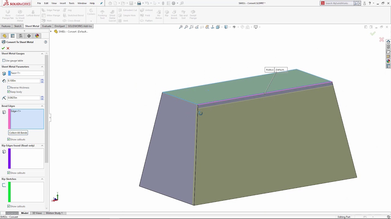 solidworks 2005 how to sheet metal