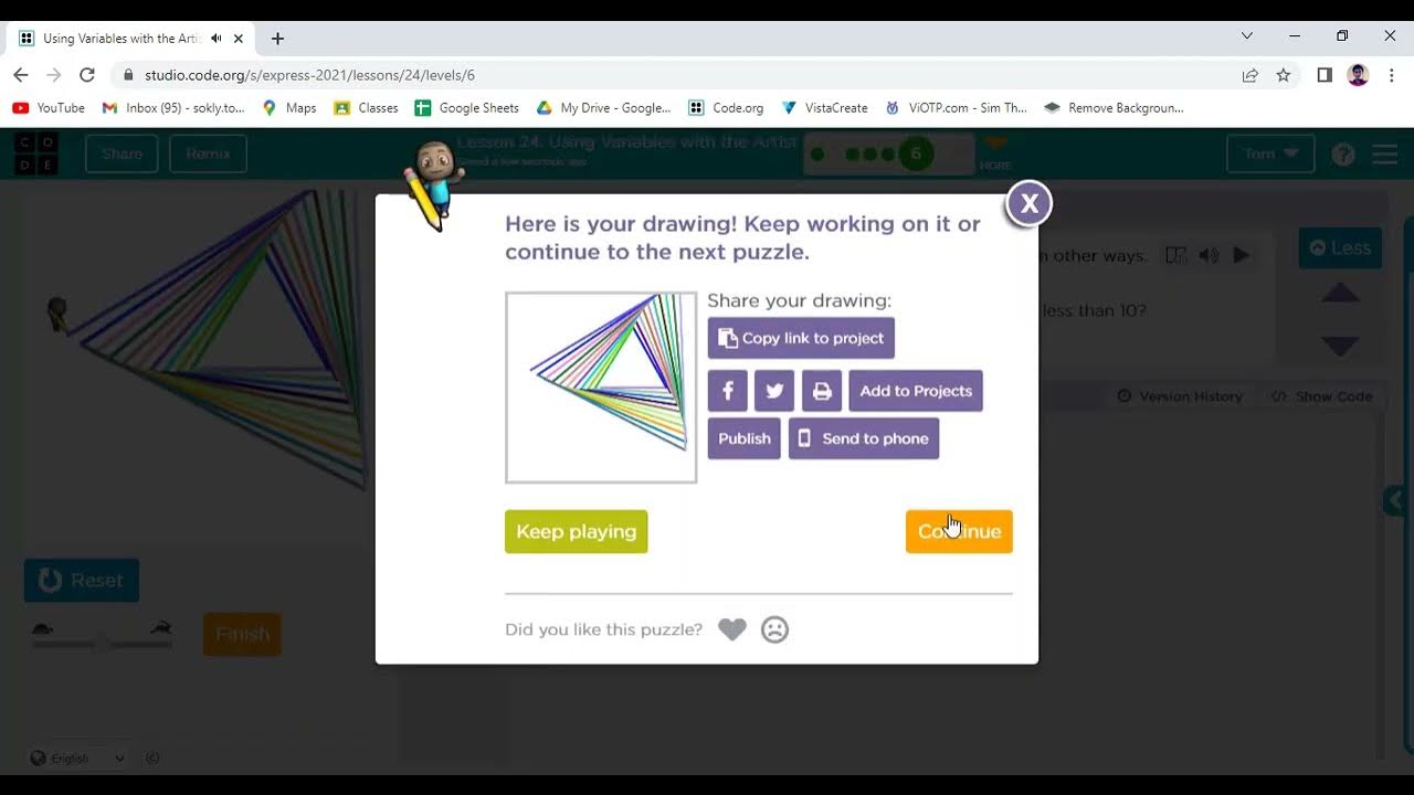 Code org Lesson 24 Using Variables with the Art - YouTube