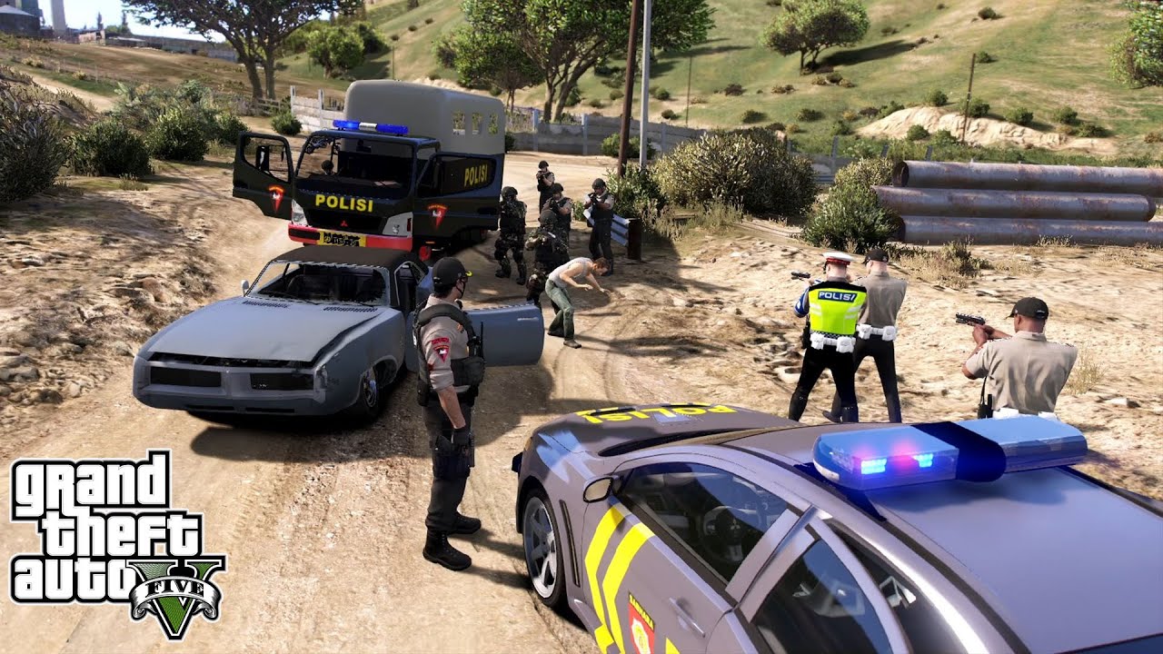 Begal Kepergok Nodong Orang Dikejar Polisi Dan TNI || GTA 5 Mod Indonesia